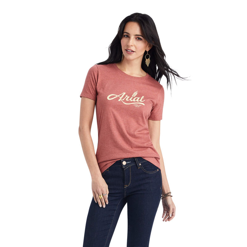 Ariat T-Shirts Damen - Wheat Script Koralle ( YGQDH-0846 )